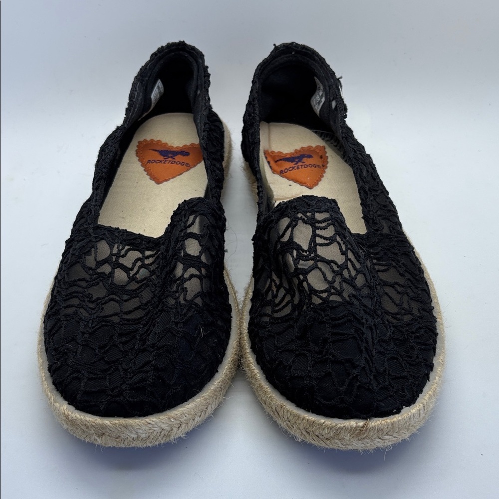 Rocket Dog Black Lace Espadrilles Size 7.5 - Picture 4 of 10